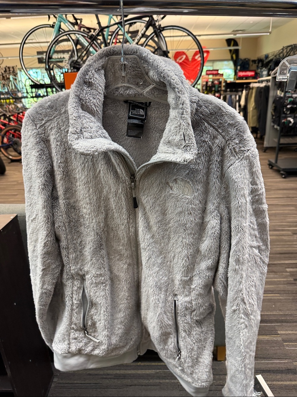 The North Face Osito Womens Gray Plush Full-Zip Fleece Jacket, Size Medium